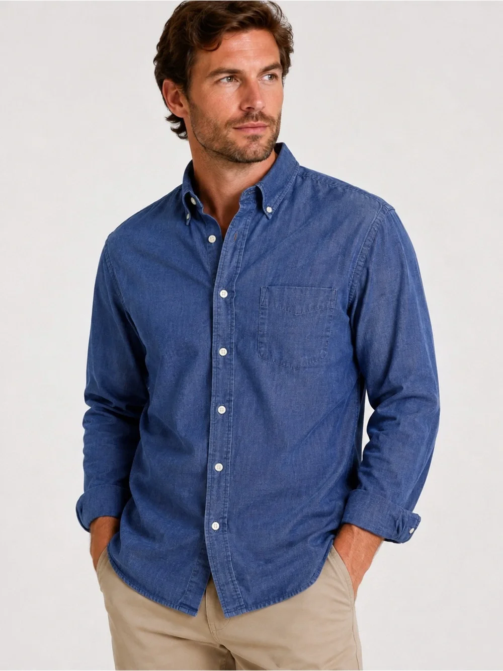 J.Crew Sunwashed Oxford Shirt XL Blue Button Front Long Sleeve 100% Cotton